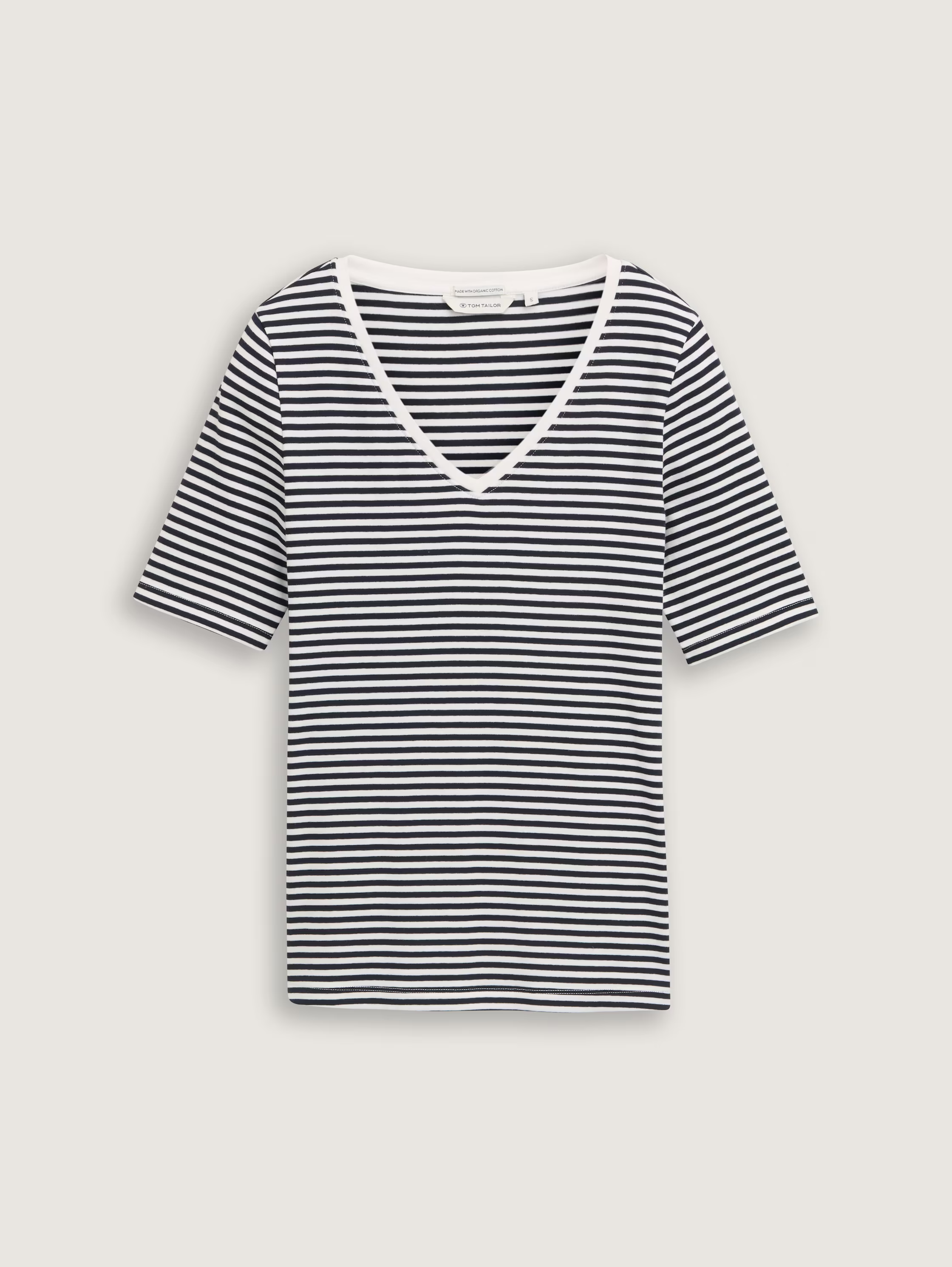 T-shirt com decote em V - TOM TAILOR
