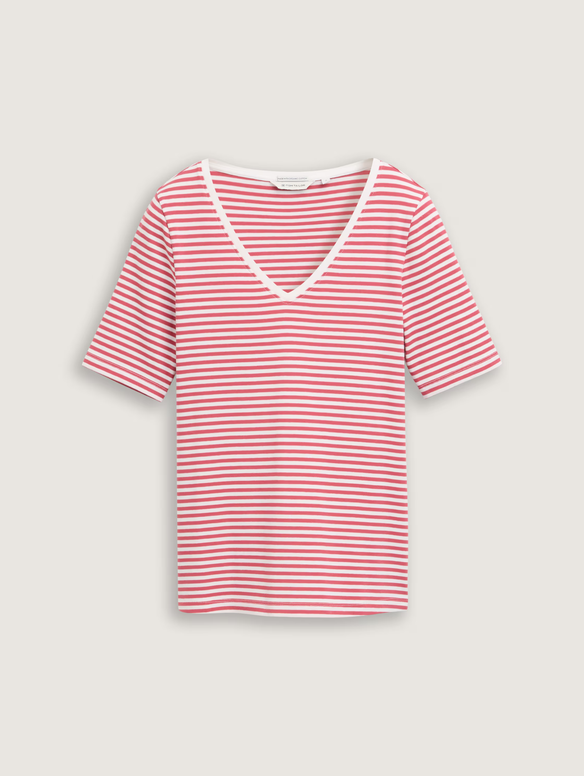T-shirt com decote em V - TOM TAILOR