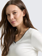 T-shirt c/ Gola em V - TOM TAILOR (+cores)